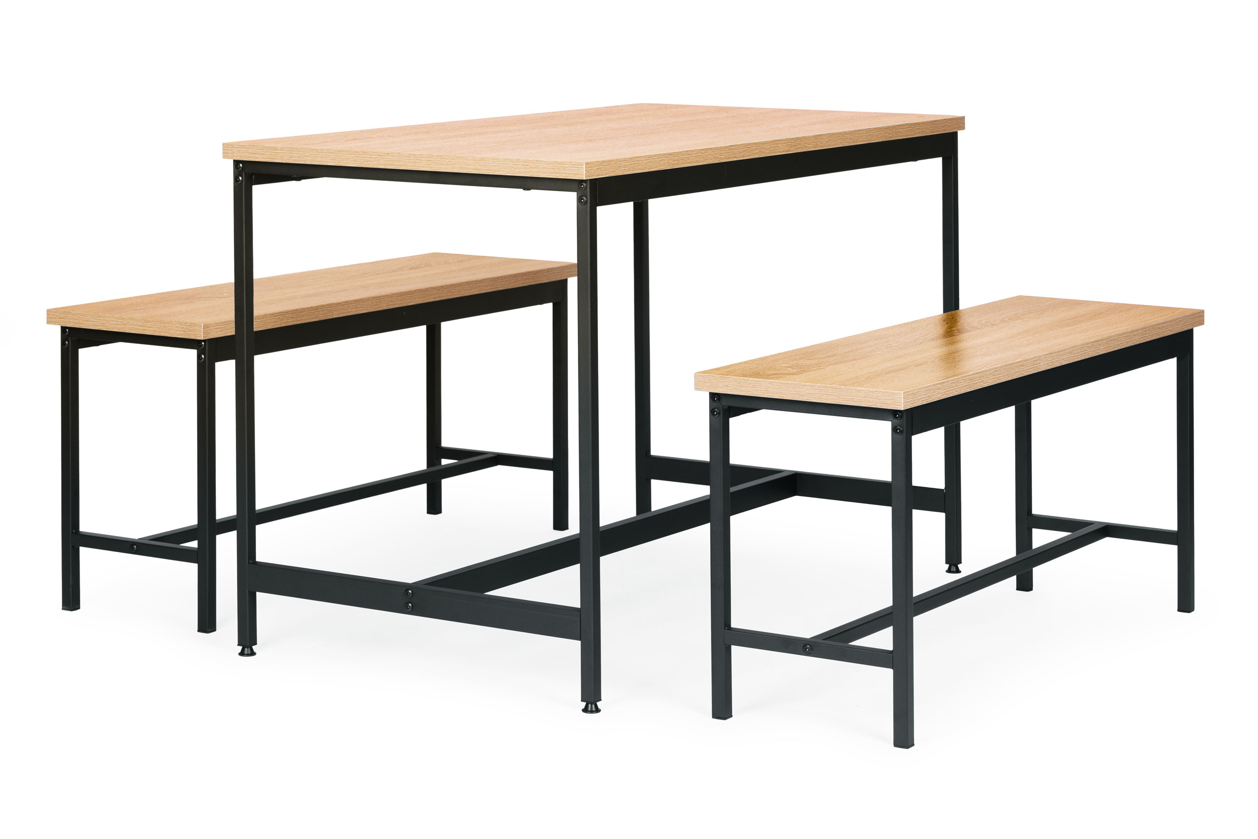 Zestaw loftowych mebli do jadalni kuchni stolik 2 ławki ModernHome - obrazek 3