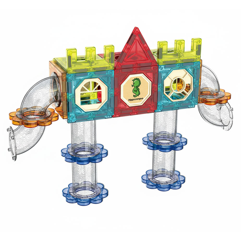 Klocki magnetyczne kontrukcyjne 3D tor kulkowy kulodrom 113 elementów - obrazek 3