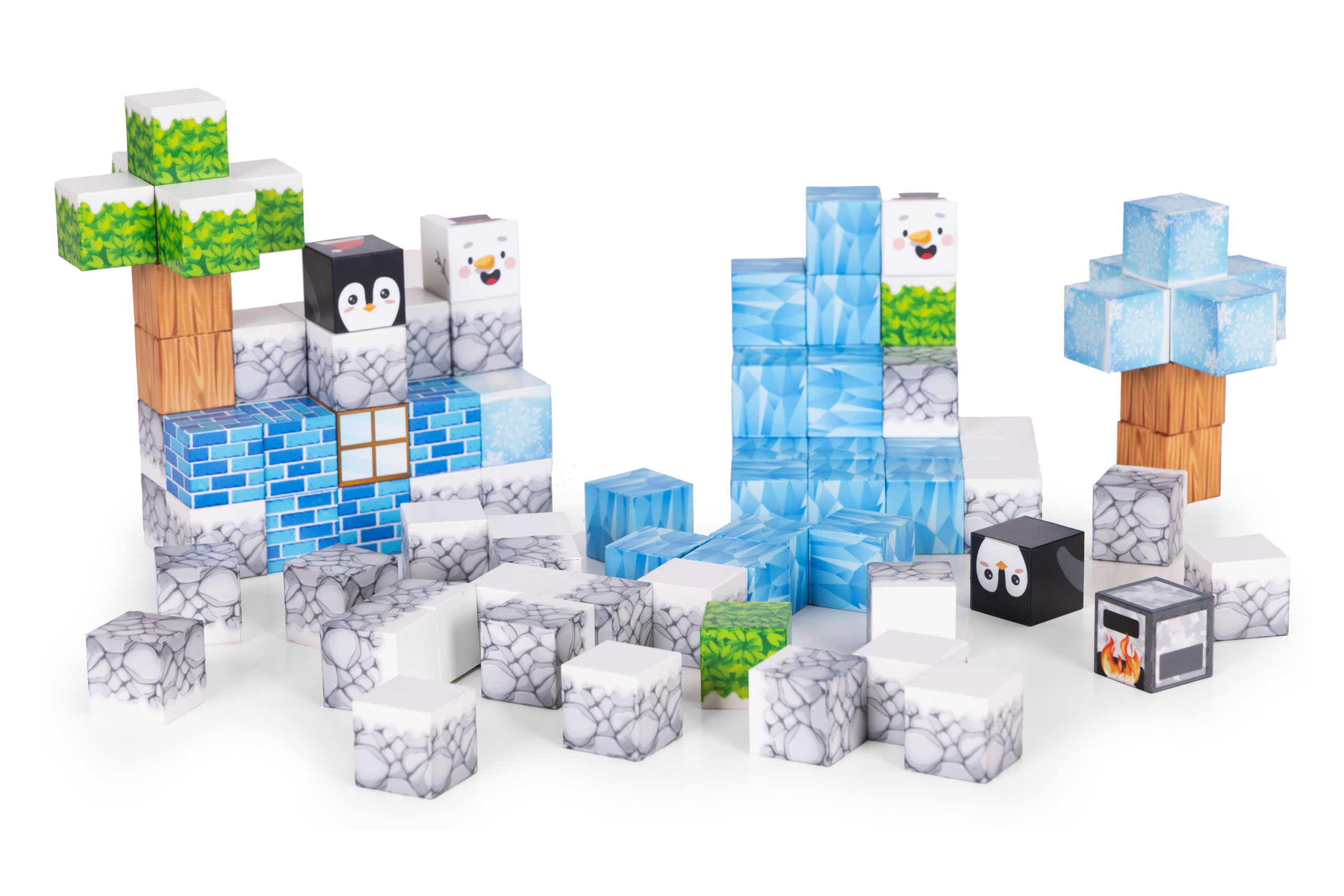 Klocki magnetyczne konstrukcyjne dla dzieci zestaw 97 elementów - Zima - obrazek 4