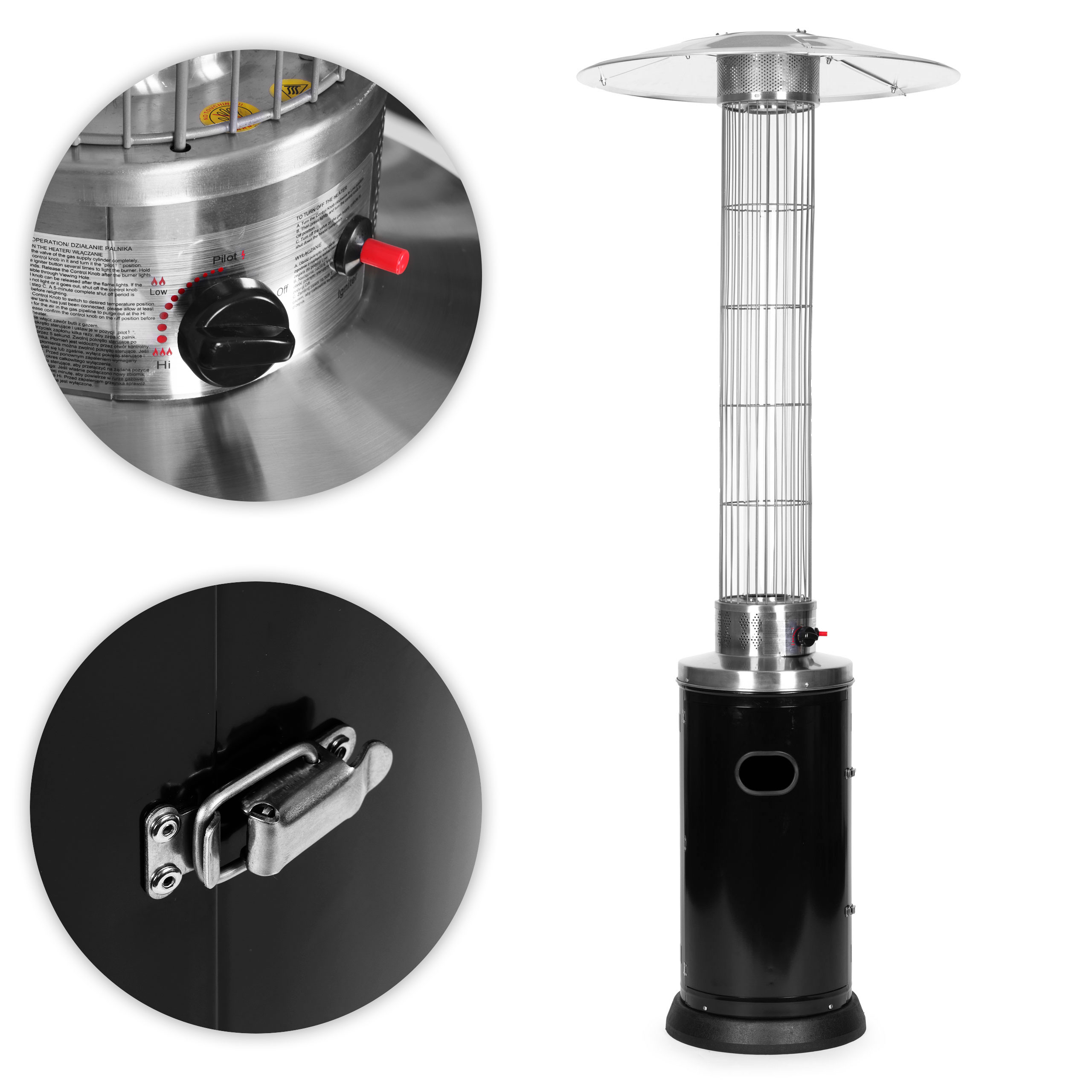 Ogrzewacz parasol gazowy grzejnik 9 kW szklany na ogród patio reduktor wąż pokrowiec MultiGarden - obrazek 6