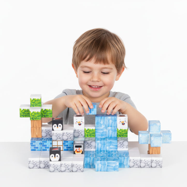 Klocki magnetyczne konstrukcyjne dla dzieci zestaw 97 elementów - Zima - obrazek 6