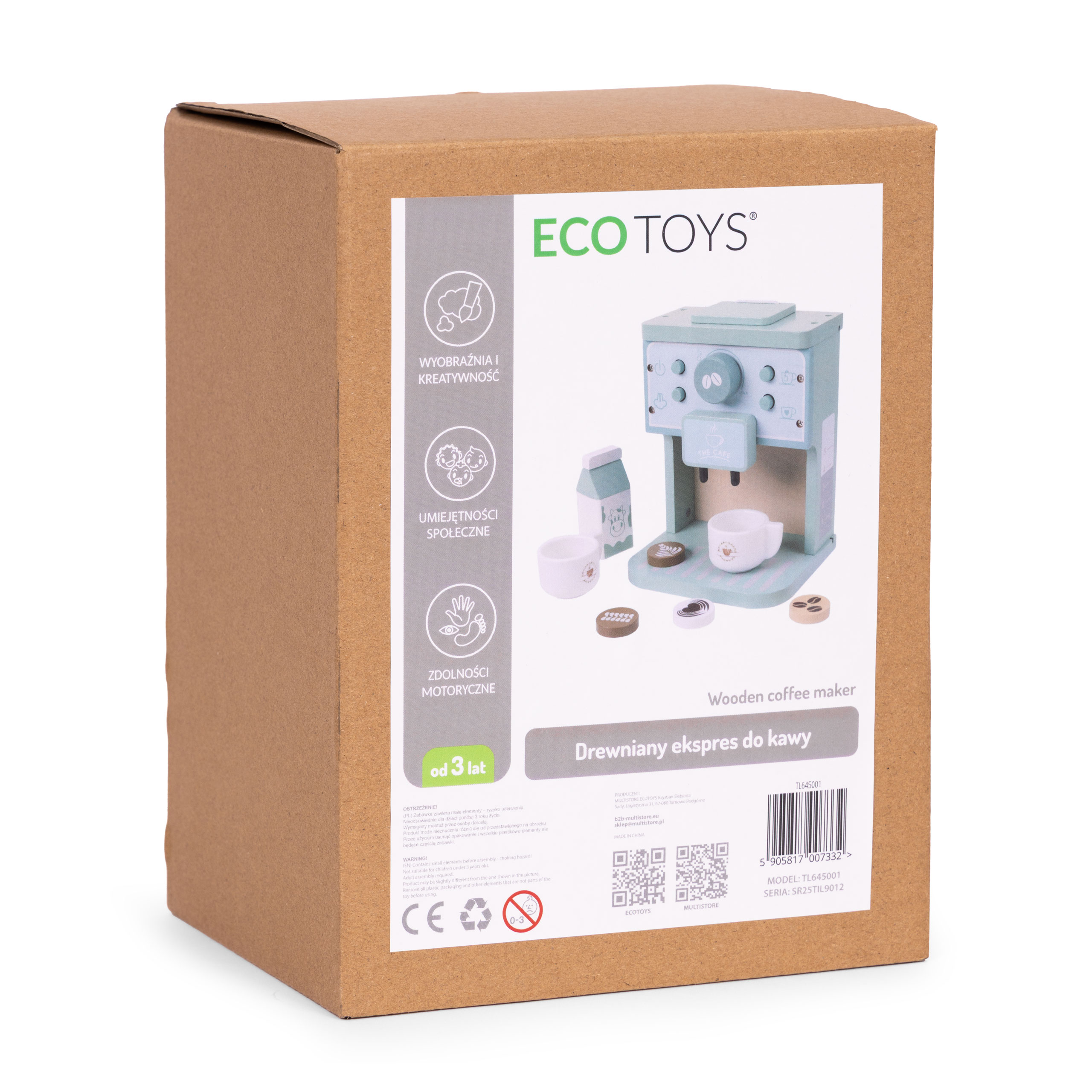 Drewniany ekspres do kawy dla dzieci zestaw baristy 8 elementów ECOTOYS - obrazek 7