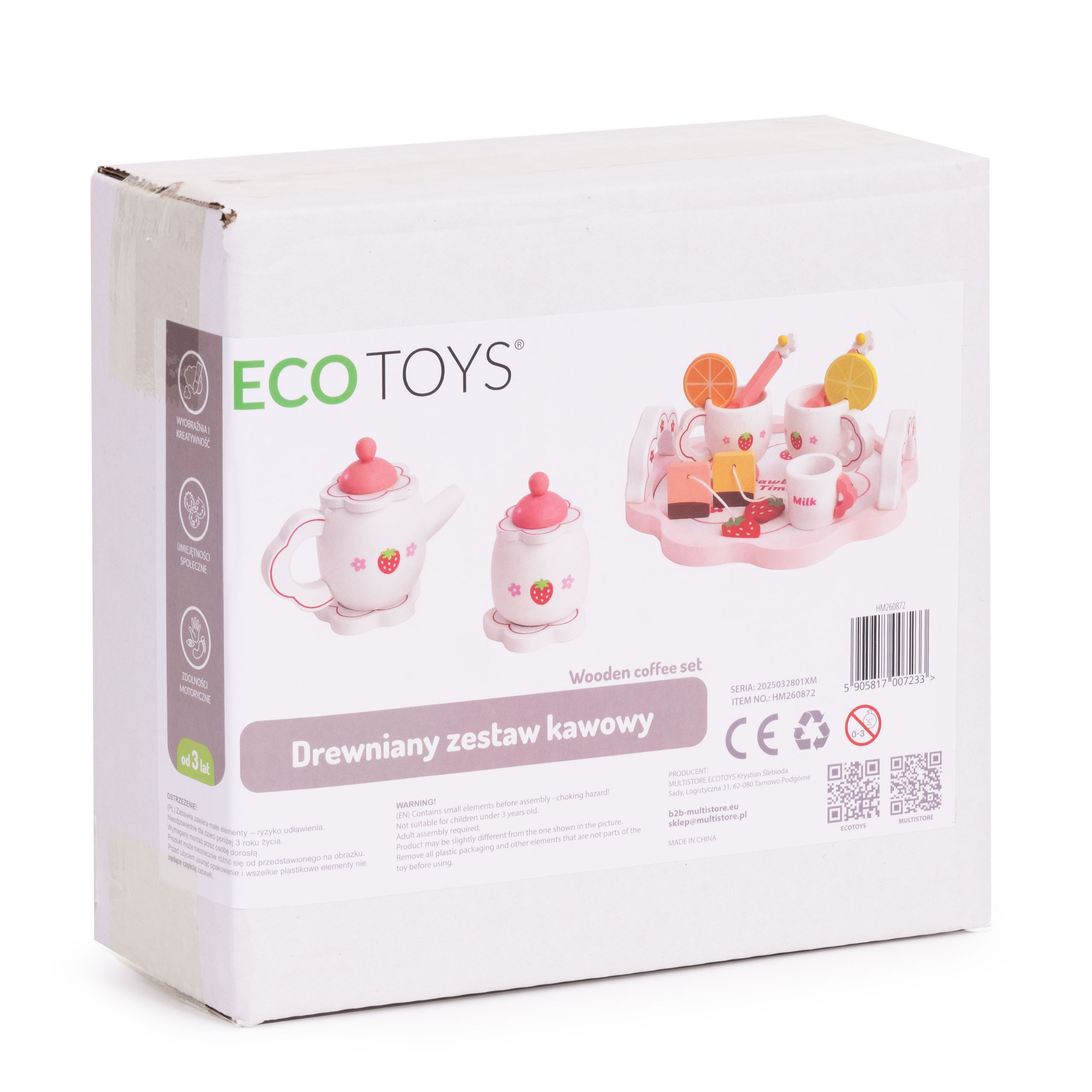 Drewniany zestaw do herbaty dzbanek filiżanki 14 elementów ECOTOYS - obrazek 7