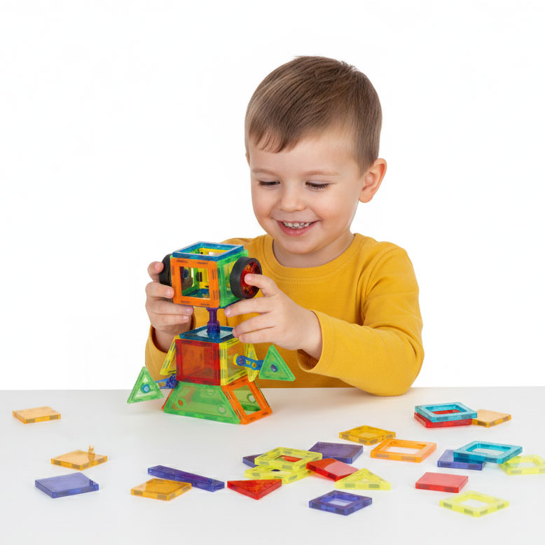 Klocki magnetyczne konstrukcyjne domek autko przyczepka 106 elementów - obrazek 7