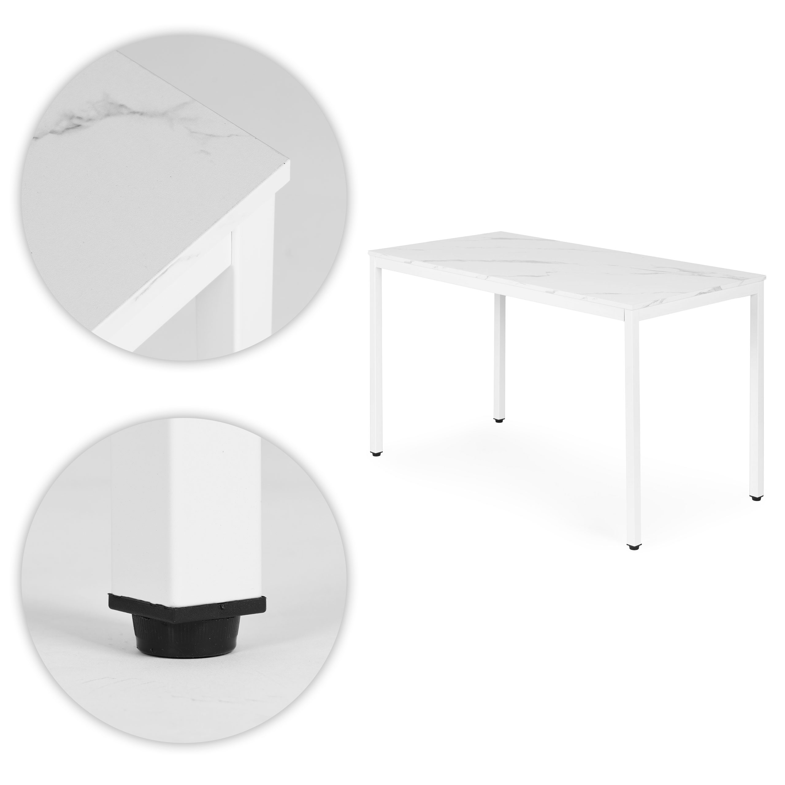 Stół do kuchni jadalni dla 4-5 osób biurko komputerowe 120x60 cm biały marmur ModernHome - obrazek 8