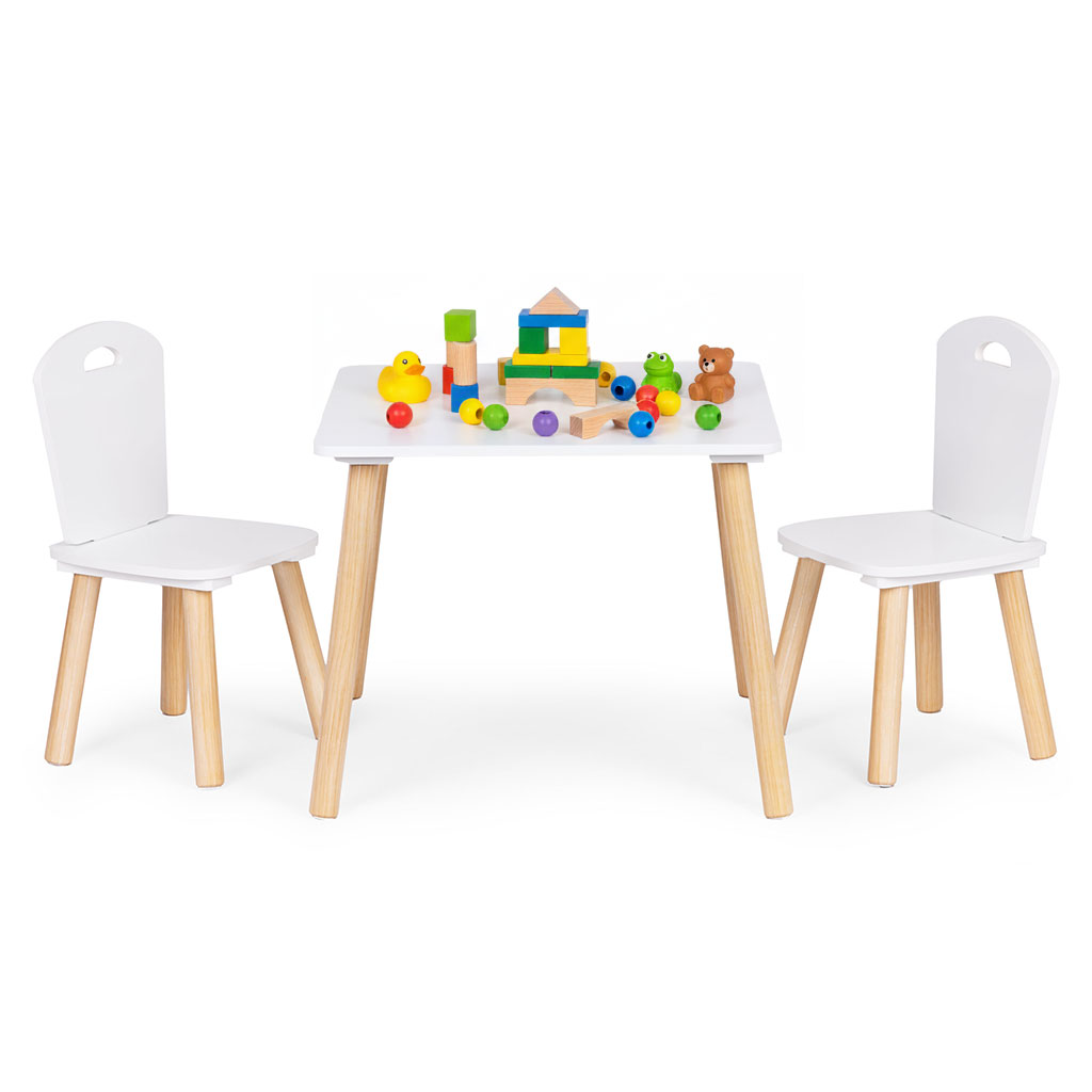 Zestaw mebli dla dzieci stolik + 2 krzesła białe ECOTOYS - obrazek 8
