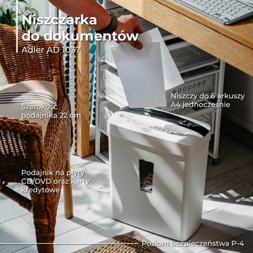 AD 1037 White Niszczarka do dokumentów - obrazek 14