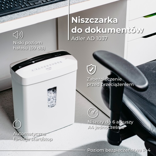 AD 1037 White Niszczarka do dokumentów - obrazek 15