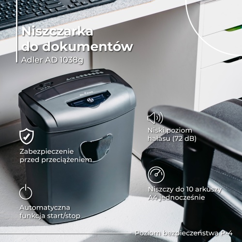 AD 1038 Grey Niszczarka do dokumentów - obrazek 14
