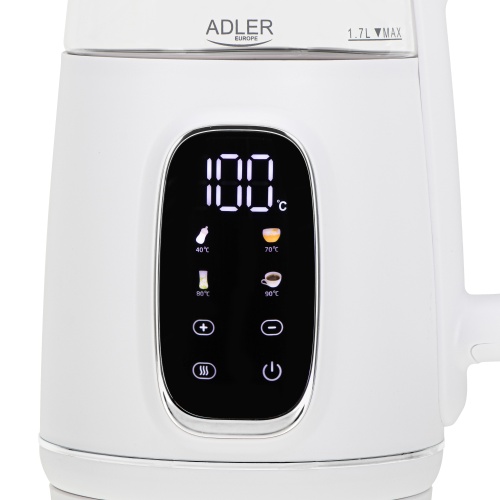 AD 1305 WS white silver Czajnik elektryczny szklany regulacją temperatury 1,7L | LED | 40-100°C | - obrazek 2