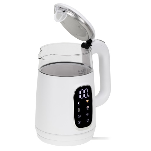 AD 1305 WS white silver Czajnik elektryczny szklany regulacją temperatury 1,7L | LED | 40-100°C | - obrazek 3
