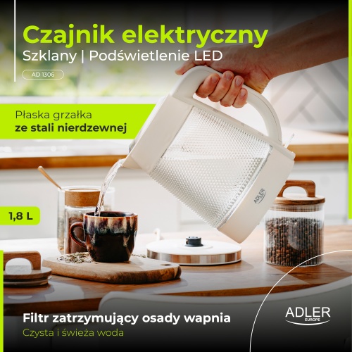 AD 1306 Czajnik elektryczny szklany | Pojemność 1,8 L | Podświetlenie LED - obrazek 15