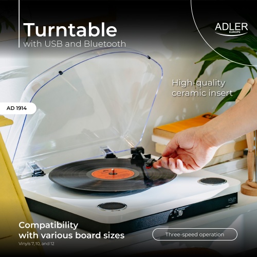 AD 1914 White Gramofon z USB i Bluetooth - obrazek 14