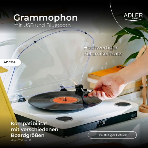 AD 1914 White Gramofon z USB i Bluetooth - obrazek 16