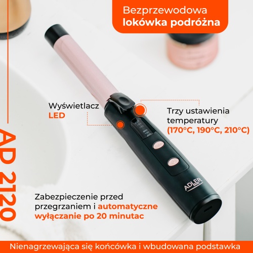 AD 2120 Bezprzewodowa lokówka podróżna - USB - obrazek 16