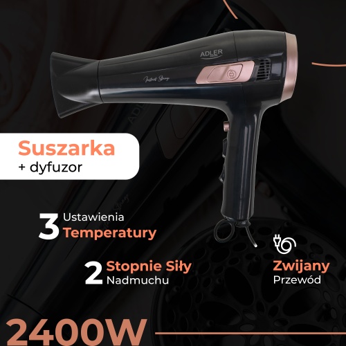 AD 2283 Suszarka ze zwijanym przewodem - 2400W + dyfuzor - obrazek 14