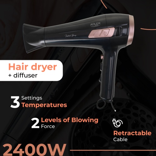 AD 2283 Suszarka ze zwijanym przewodem - 2400W + dyfuzor - obrazek 16
