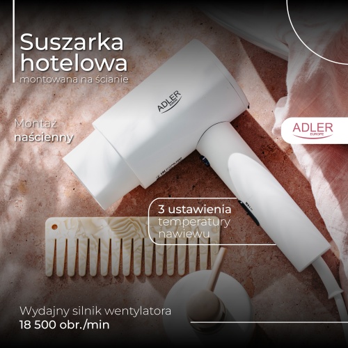 AD 2285 white Suszarka hotelowa, montowana na ścianie - obrazek 15