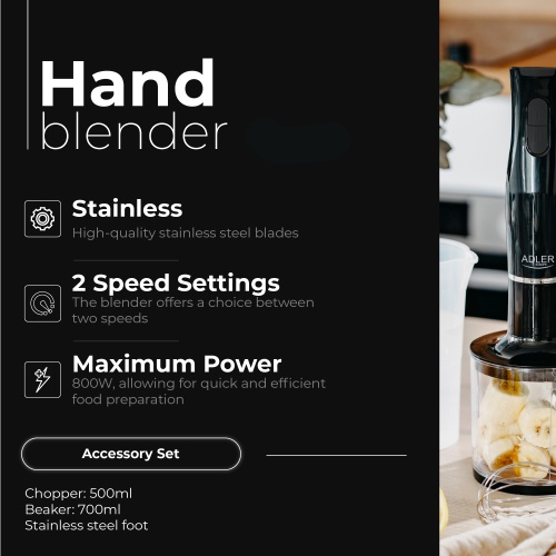 AD 4620 black Blender ręczny-|Zestaw | Pojemnik 500ml | Pojemnik z miarką: 700ml - obrazek 15