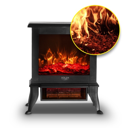 AD 7754 Kominek elektryczny | 2 poziomy grzania: 1000W / 1800W | Efekt 3D płomienia | Termostat - obrazek 14