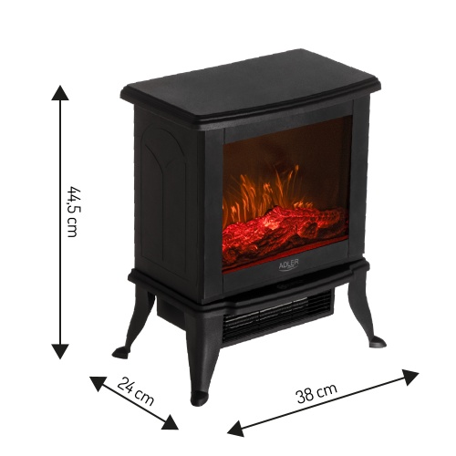 AD 7754 Kominek elektryczny | 2 poziomy grzania: 1000W / 1800W | Efekt 3D płomienia | Termostat - obrazek 8