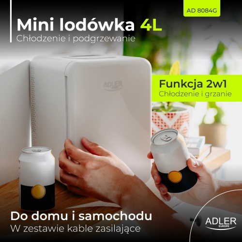 AD 8084 grey Mini lodówka 4L | Chłodzenie i podgrzewanie | Do domu i samochodu | System Peltiera - obrazek 15