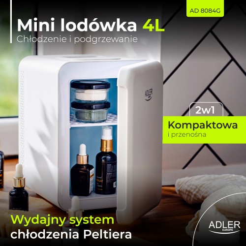 AD 8084 grey Mini lodówka 4L | Chłodzenie i podgrzewanie | Do domu i samochodu | System Peltiera - obrazek 16