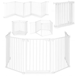 Bramka kojec barierka ochronna dla dzieci i zwierząt 5 paneli 60 cm metal biały ECOTOYS