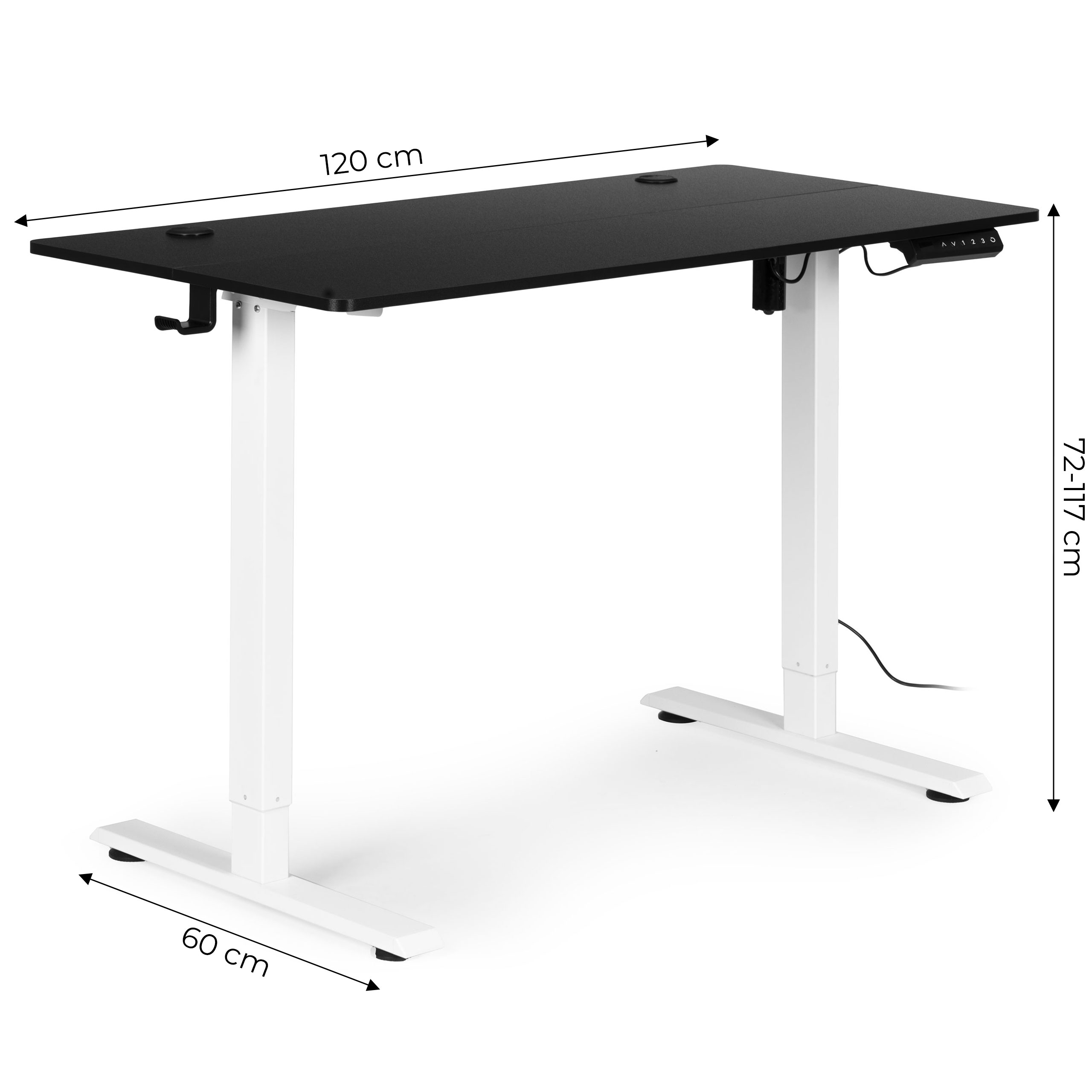 Biurko elektryczne regulowane 120x60 cm regulacja wysokości 72-117 cm ModernHome - obrazek 10