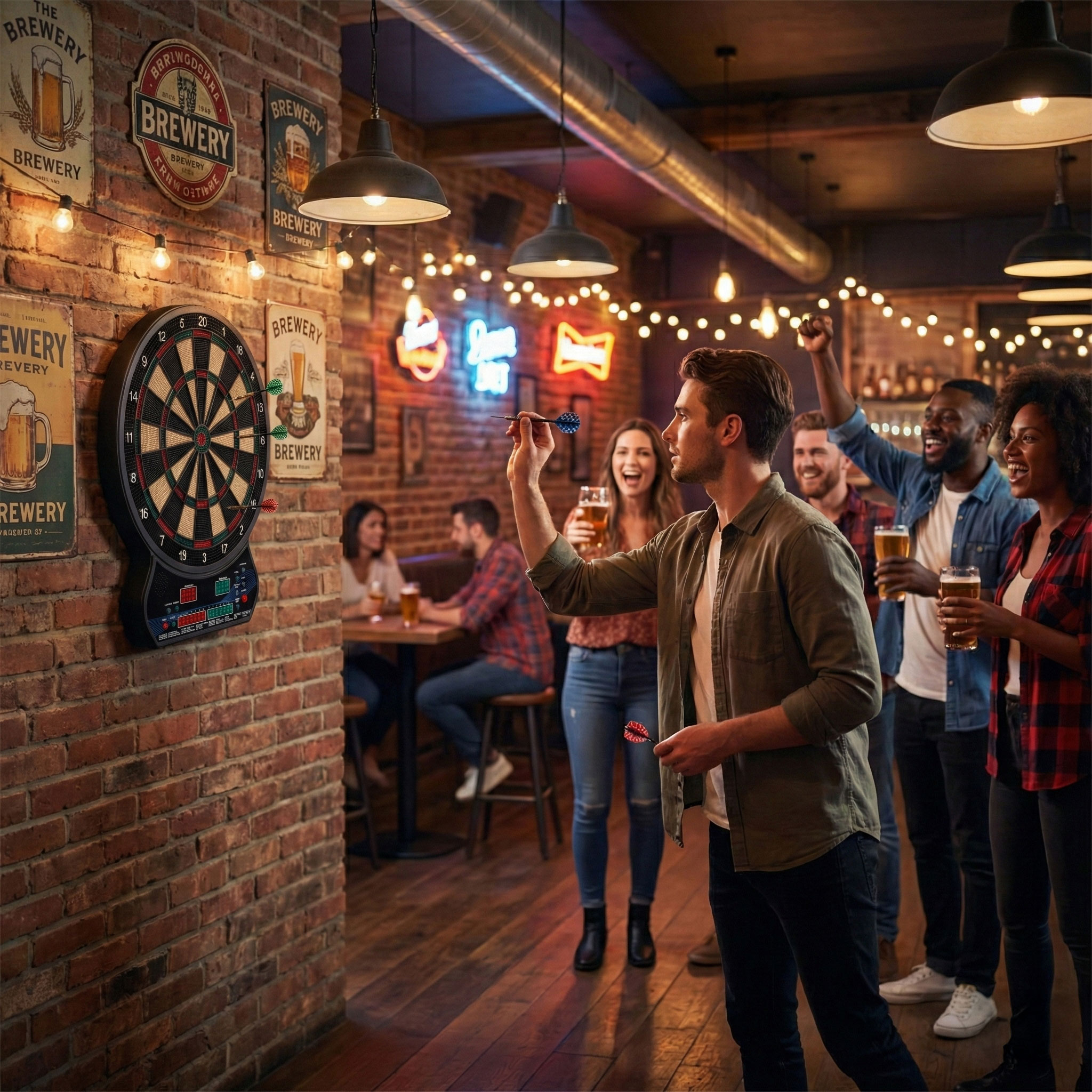 Elektroniczna tarcza do darta gry w rzutki lotki tablica LCD 42 cm 27 gier zestaw 12 rzutek - obrazek 2