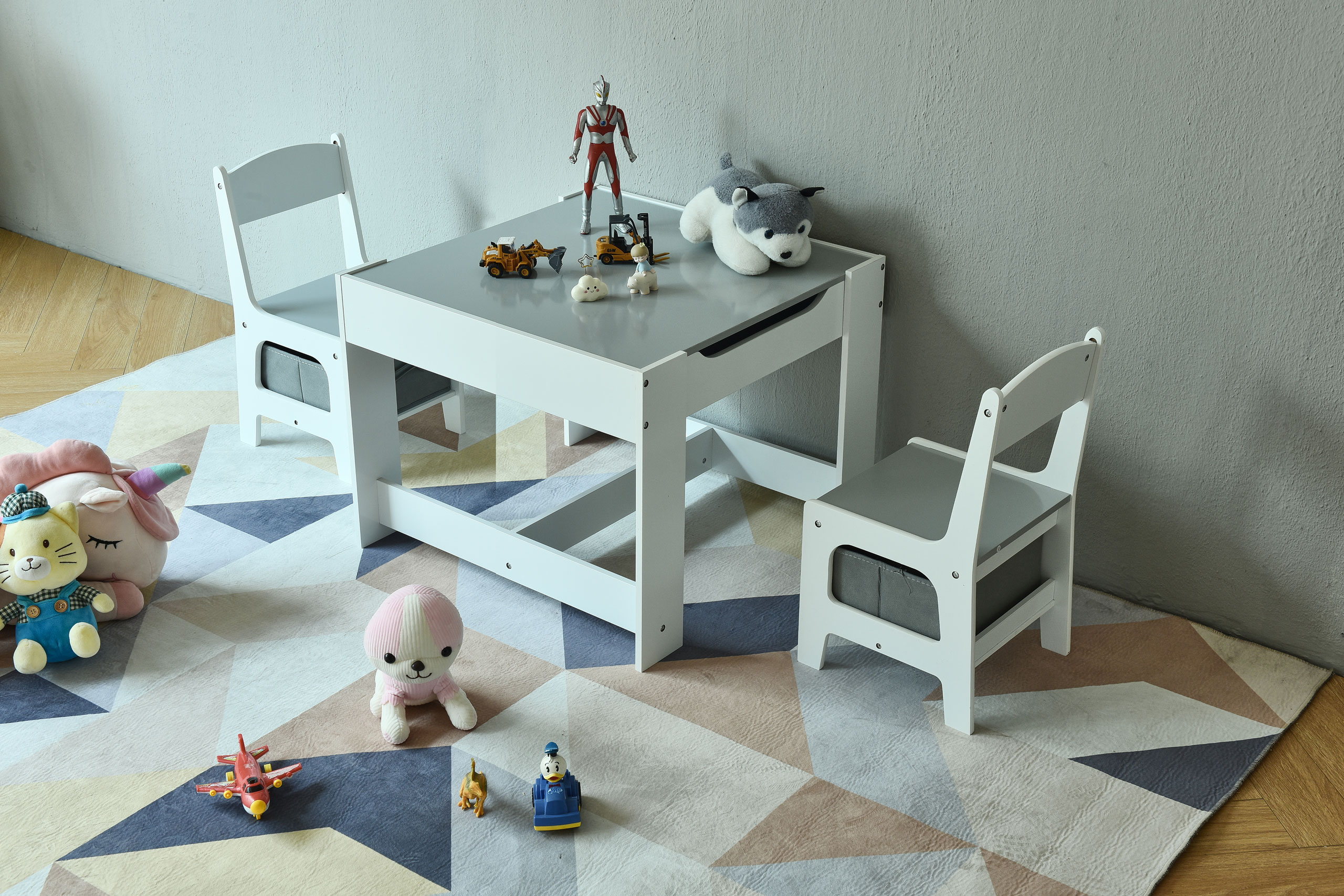 Meble dla dzieci zestaw drewniany stół + 2 krzesła ECOTOYS - obrazek 4