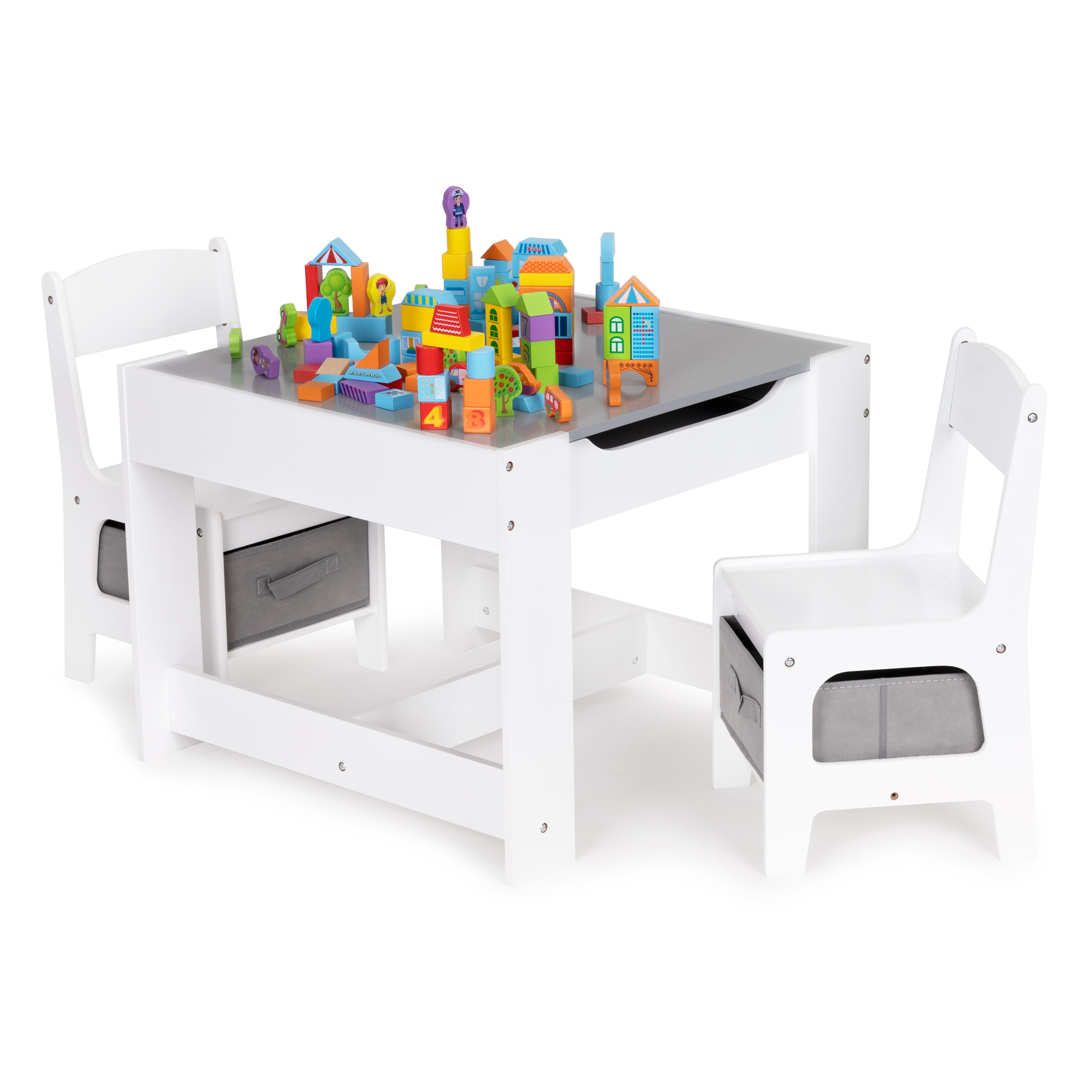 Meble dla dzieci zestaw drewniany stół + 2 krzesła ECOTOYS - obrazek 7