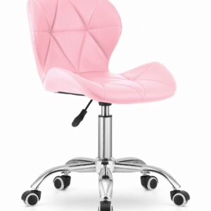 Krzesło obrotowe biurowe z szerokim oparciem ekoskóra różowe
