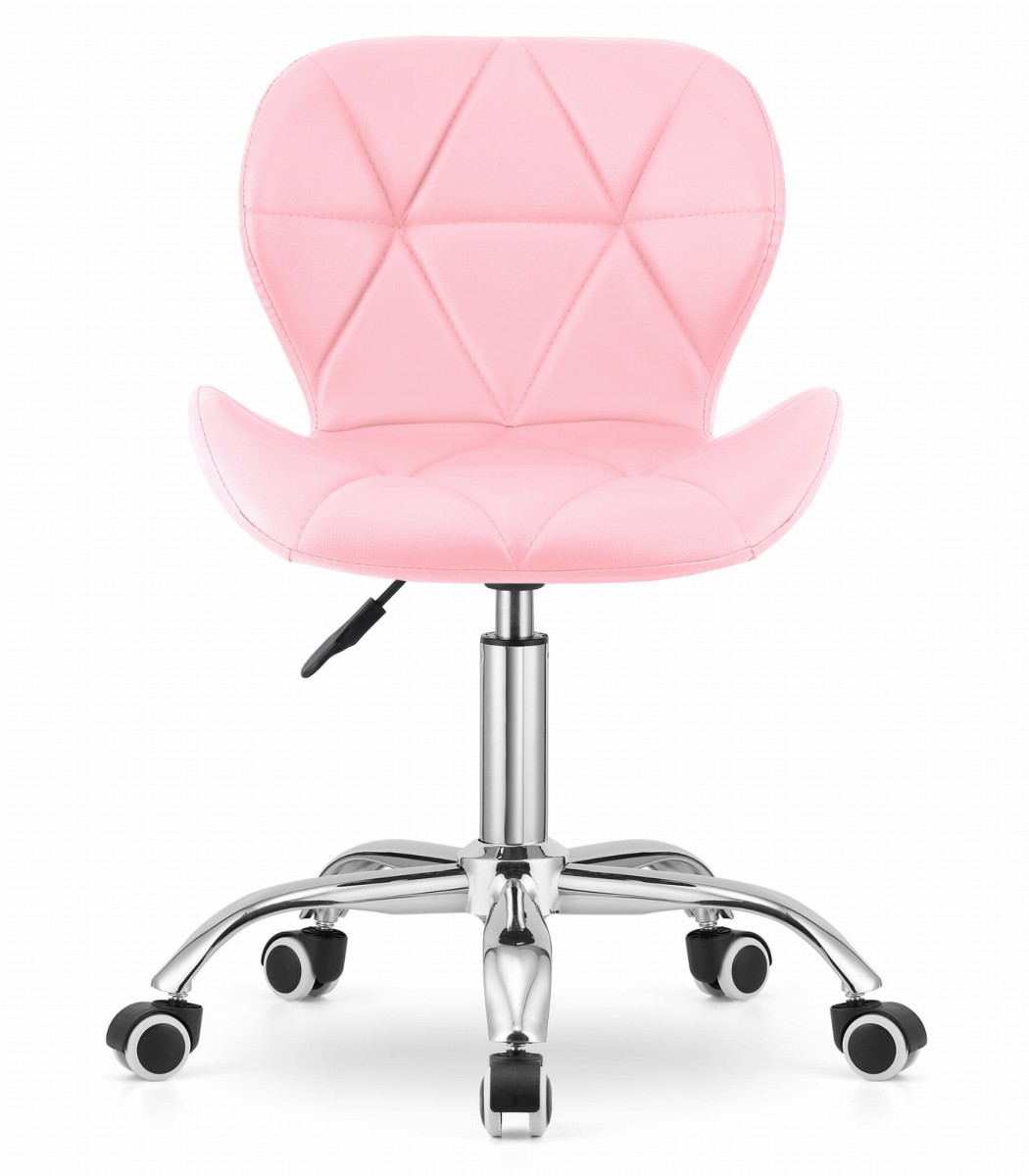 Krzesło obrotowe biurowe z szerokim oparciem ekoskóra różowe - obrazek 2