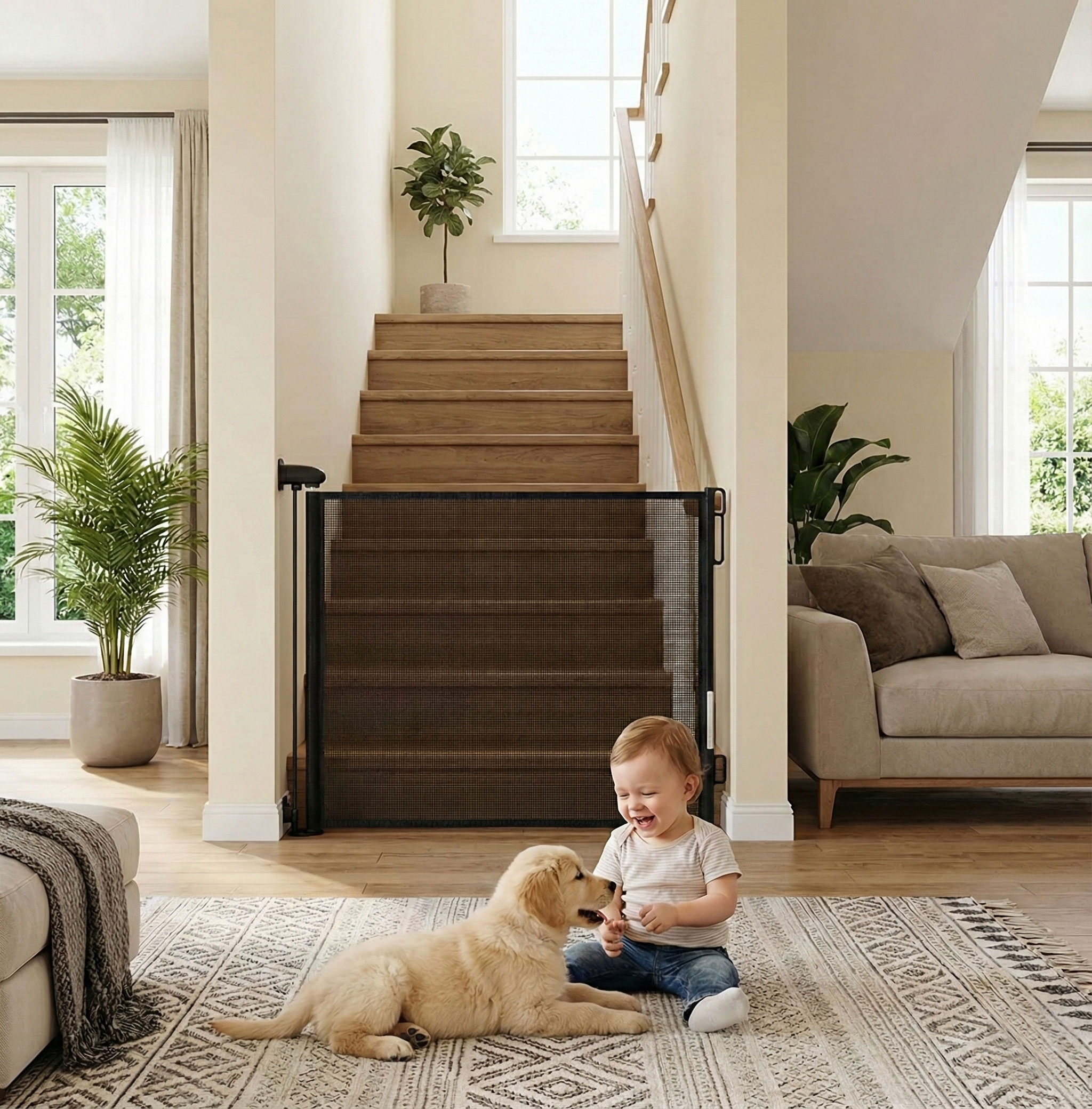 Bramka barierka roleta 160 cm ochronna zabezpieczająca na schody i drzwi czarna ECOTOYS - obrazek 2