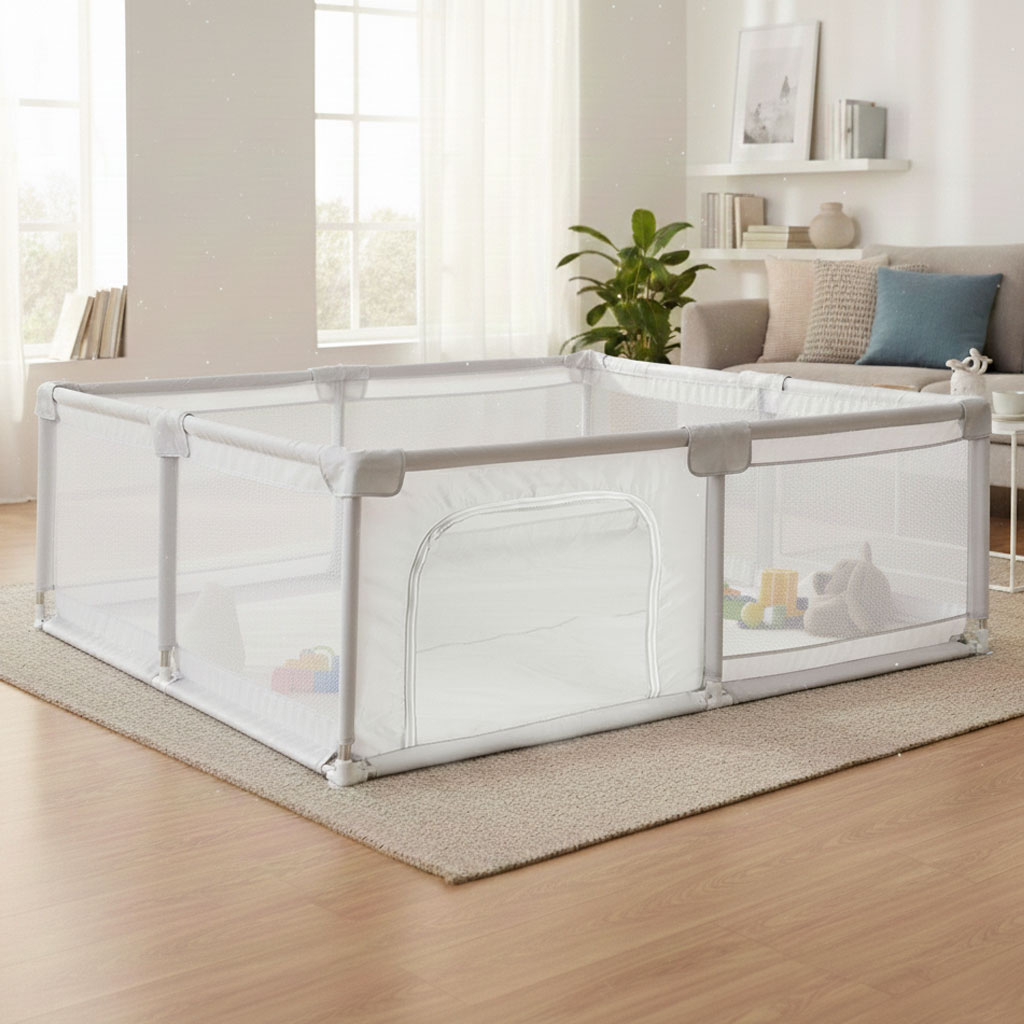 Kojec dla dziecka 160x200 cm suchy basen plac zabaw szary + torba ECOTOYS - obrazek 3