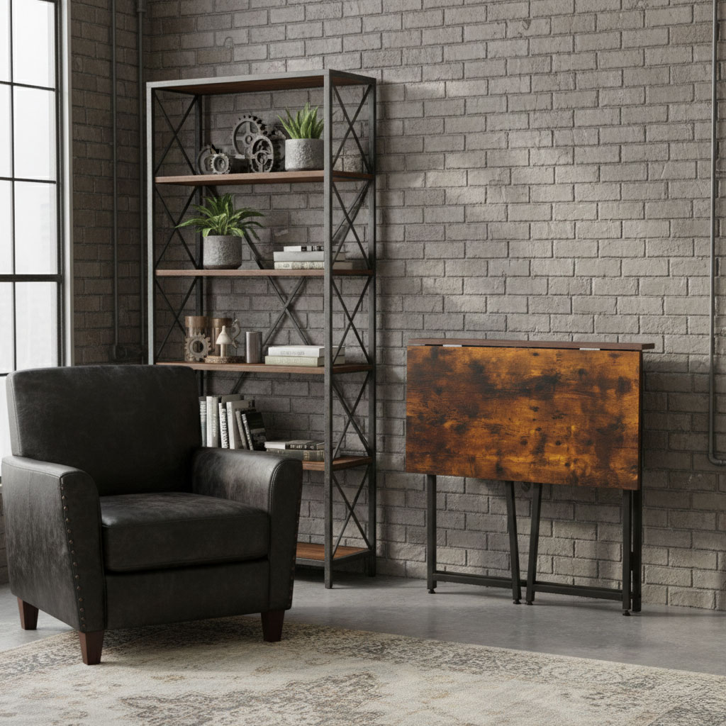 Biurko komputerowe składane 80x45 cm stolik pod laptopa loft ModernHome - obrazek 3