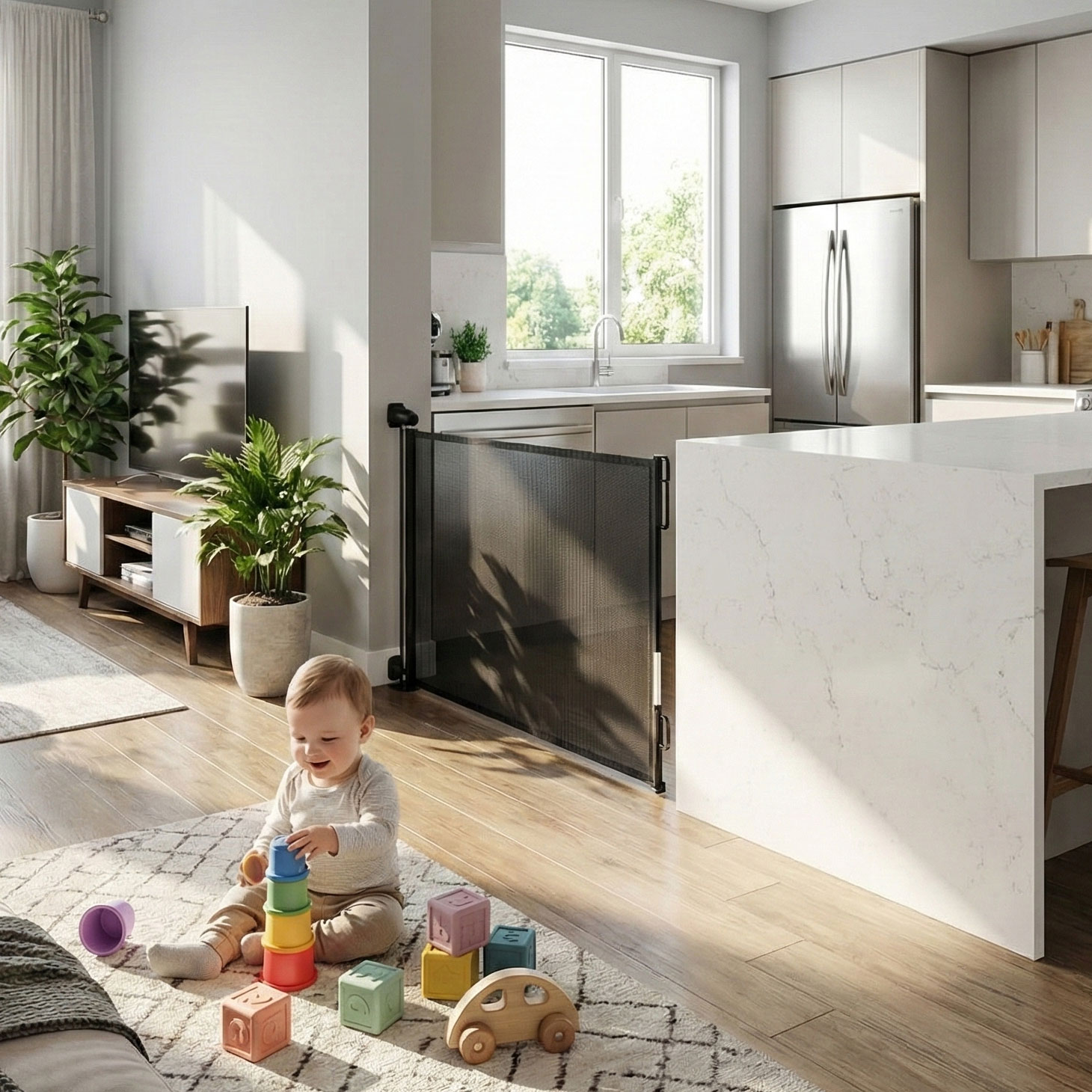 Bramka barierka roleta 160 cm ochronna zabezpieczająca na schody i drzwi czarna ECOTOYS - obrazek 3