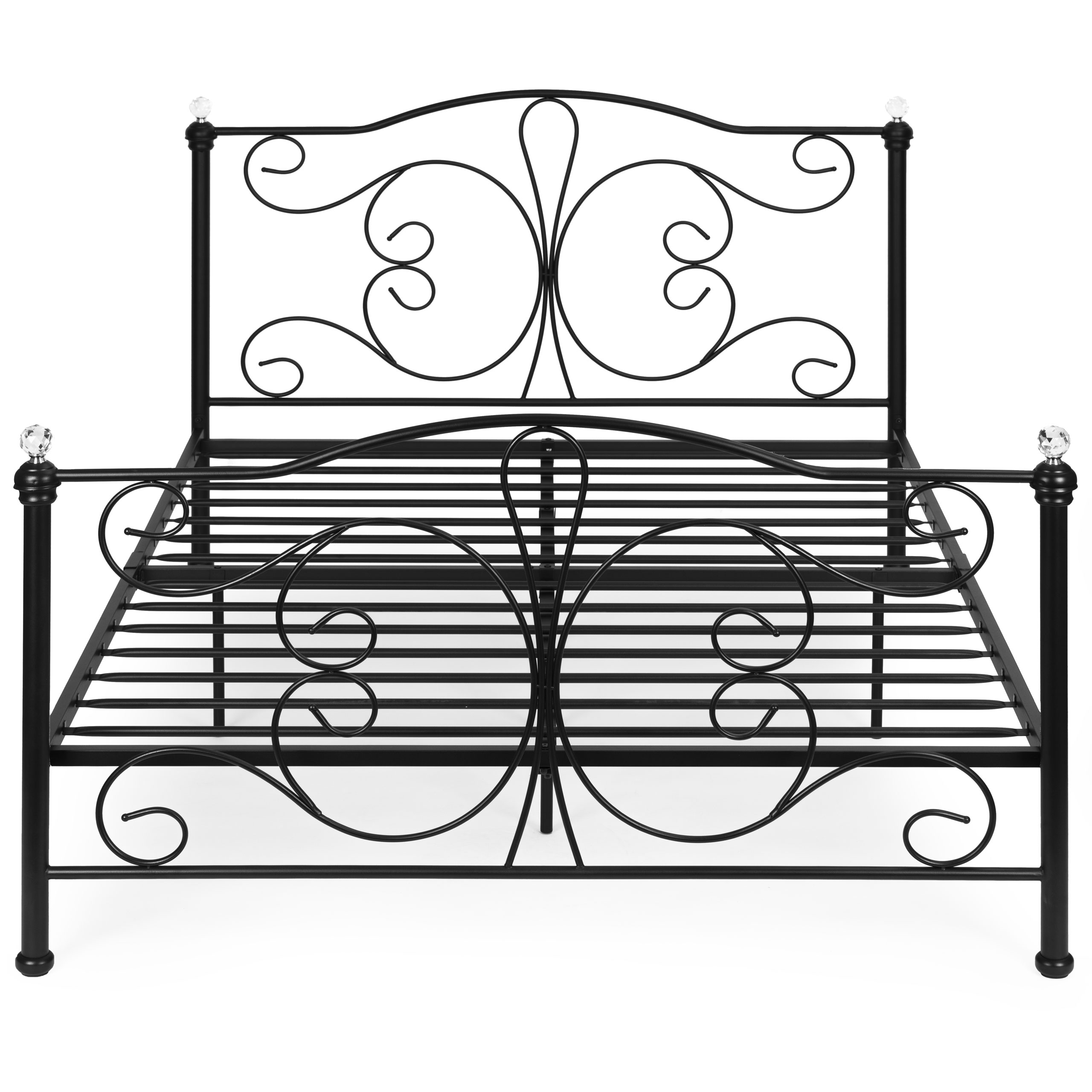 Łóżko metalowe 160x200 cm ze stelażem czarna rama kryształy ModernHome - obrazek 4