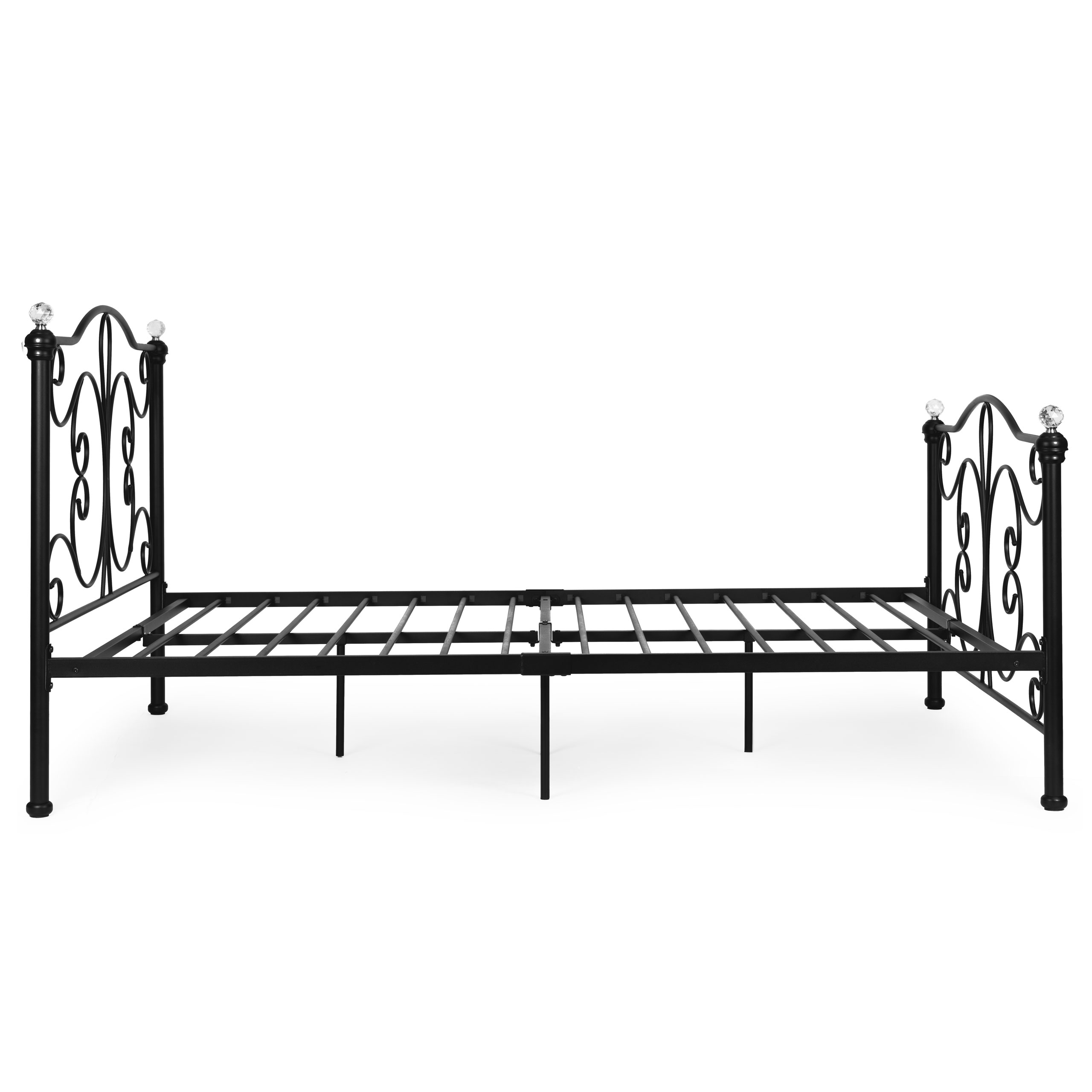 Łóżko metalowe 160x200 cm ze stelażem czarna rama kryształy ModernHome - obrazek 6