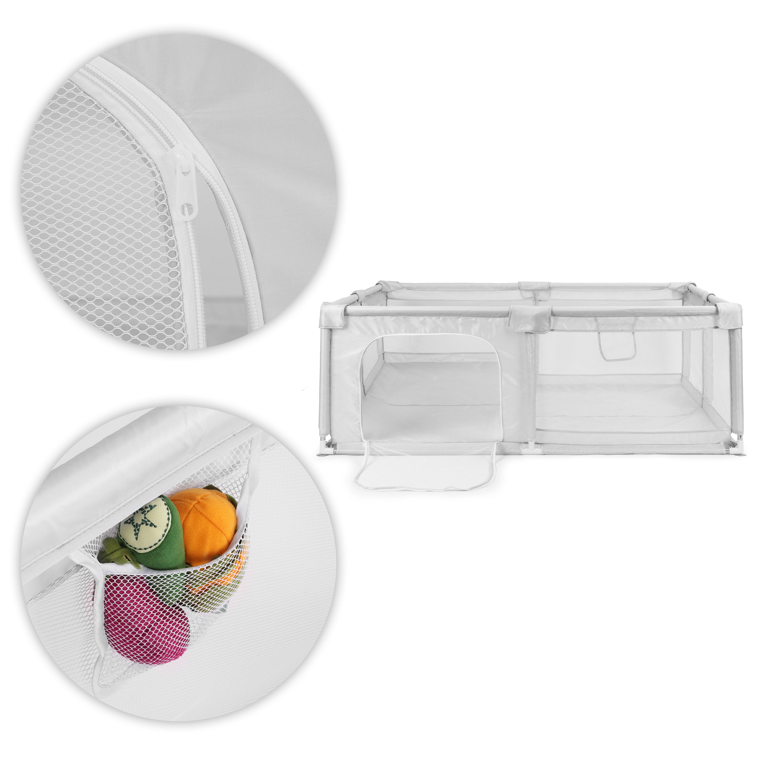 Kojec dla dziecka 140x200 cm suchy basen plac zabaw szary + torba ECOTOYS - obrazek 7