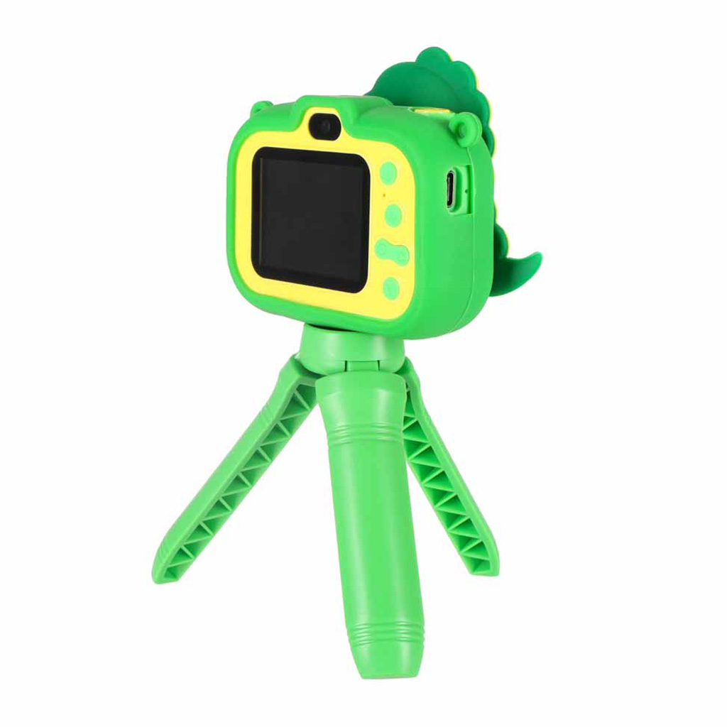 Aparat fotograficzny cyfrowy dla dzieci na statywie dinozaur zielony - obrazek 2