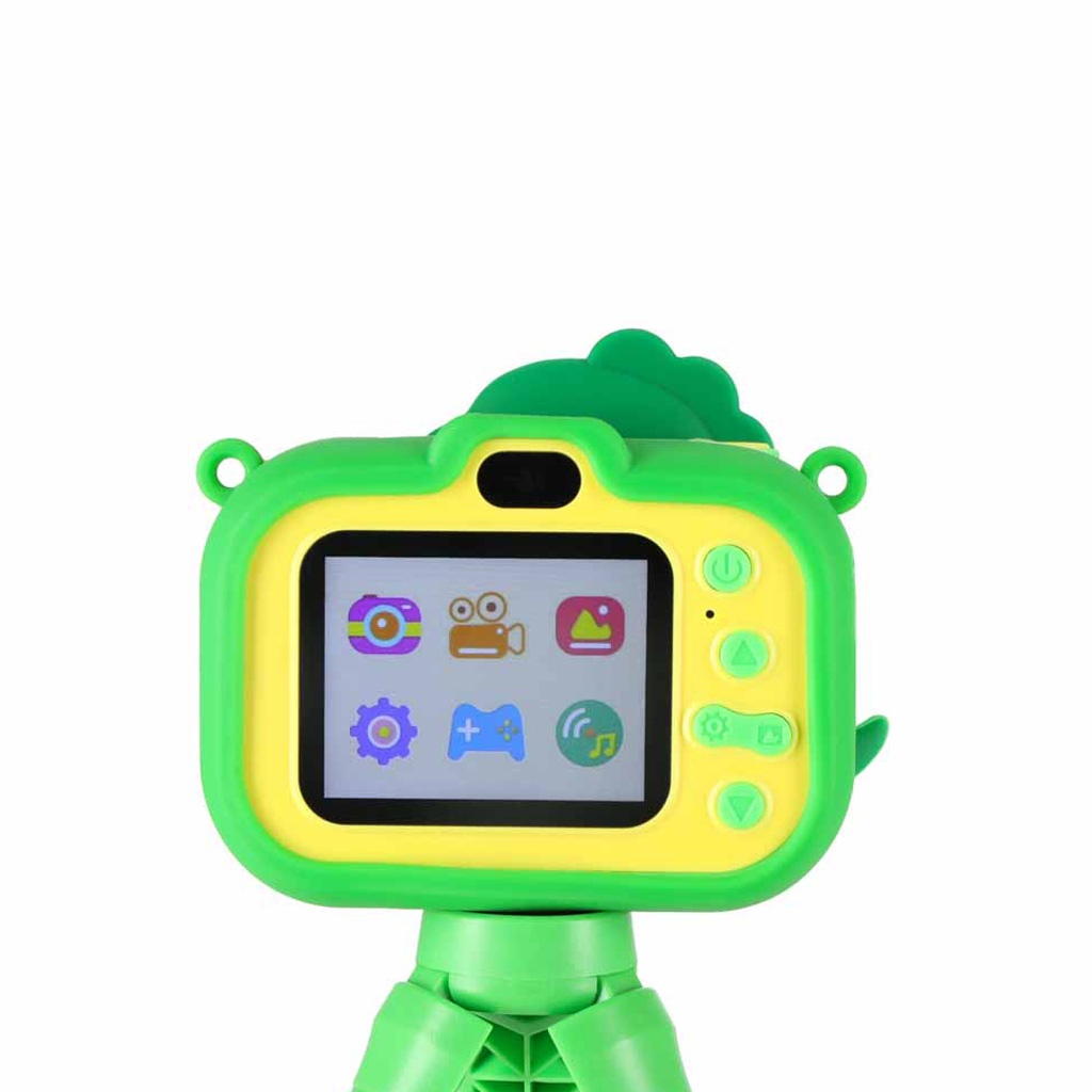 Aparat fotograficzny cyfrowy dla dzieci na statywie dinozaur zielony - obrazek 5